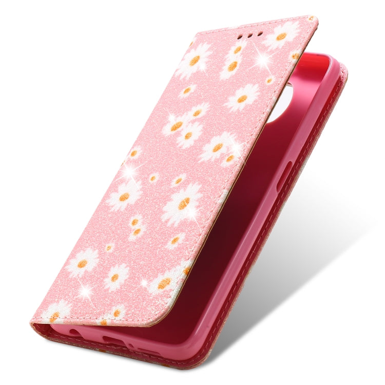 For Xiaomi Poco X3 NFC Glittering Daisy Magnetic Horizontal Flip Leather Case with Holder & Card Slots & Photo Frame