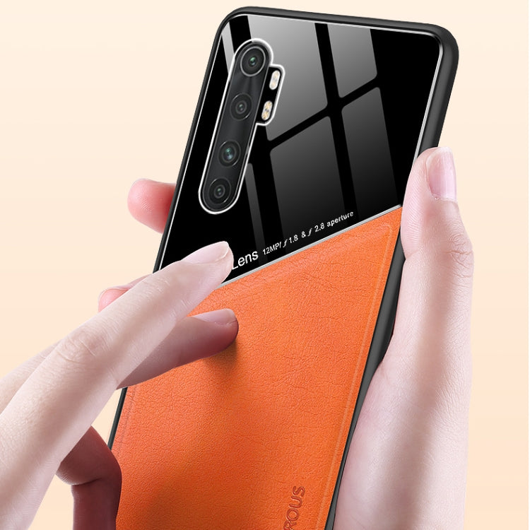 For Xiaomi Mi Note 10 Lite All-inclusive Leather + Organic Glass Protective Case with Metal Iron Sheet