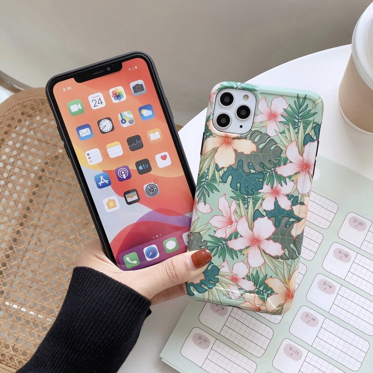 For iPhone 12 / 12 Pro IMD Retro Flowers Pattern Shockproof TPU Protective Case