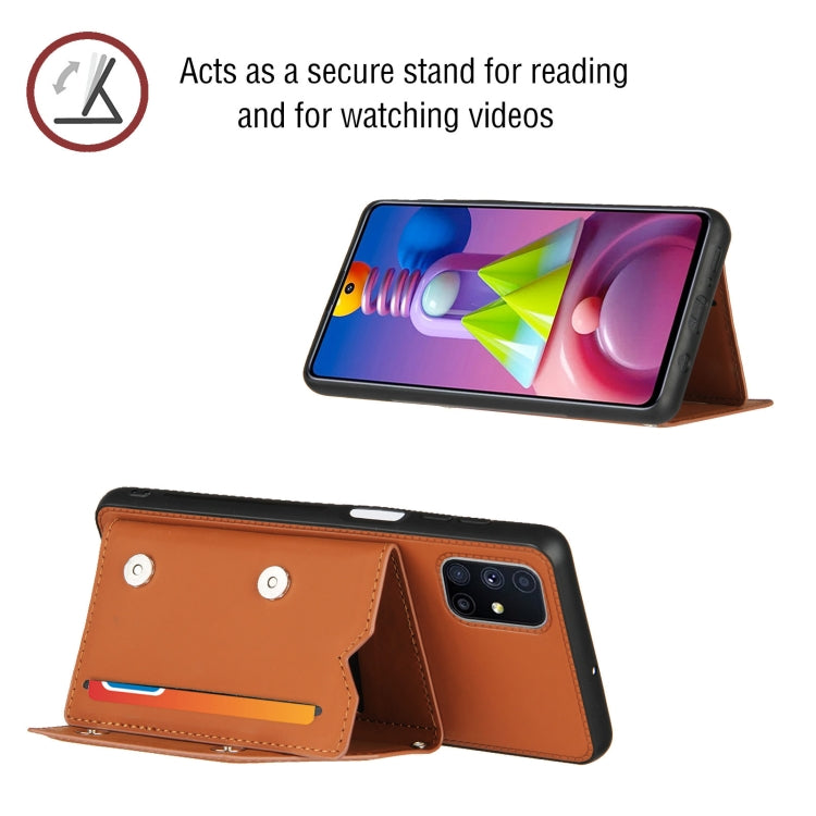 For Samsung Galaxy M51 Skin Feel PU + TPU + PC Back Cover Shockproof Case with Card Slots & Holder & Photo Frame