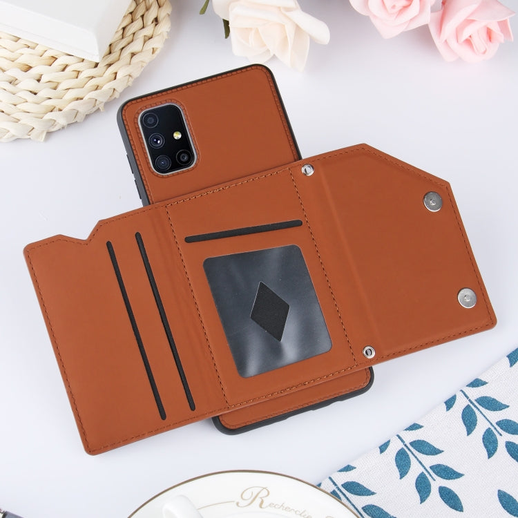 For Samsung Galaxy M51 Skin Feel PU + TPU + PC Back Cover Shockproof Case with Card Slots & Holder & Photo Frame