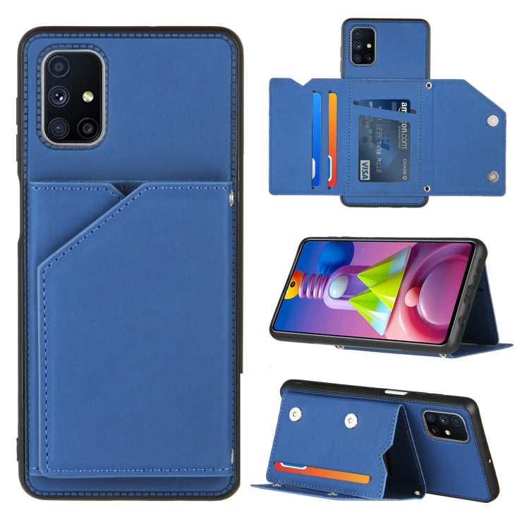 For Samsung Galaxy M51 Skin Feel PU + TPU + PC Back Cover Shockproof Case with Card Slots & Holder & Photo Frame