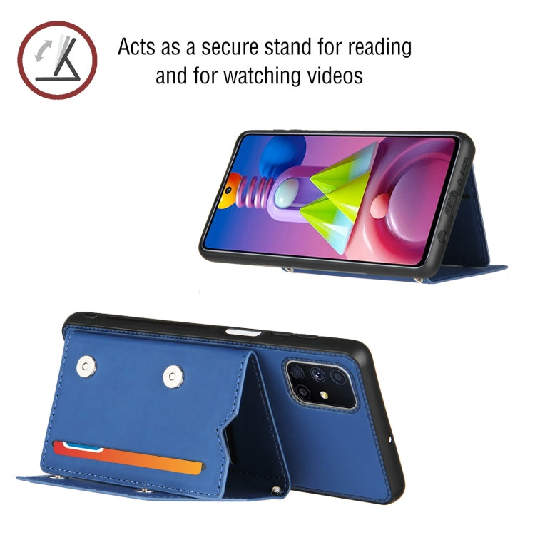 For Samsung Galaxy M51 Skin Feel PU + TPU + PC Back Cover Shockproof Case with Card Slots & Holder & Photo Frame