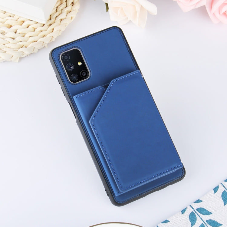 For Samsung Galaxy M51 Skin Feel PU + TPU + PC Back Cover Shockproof Case with Card Slots & Holder & Photo Frame