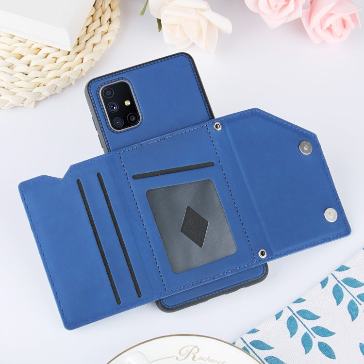 For Samsung Galaxy M51 Skin Feel PU + TPU + PC Back Cover Shockproof Case with Card Slots & Holder & Photo Frame