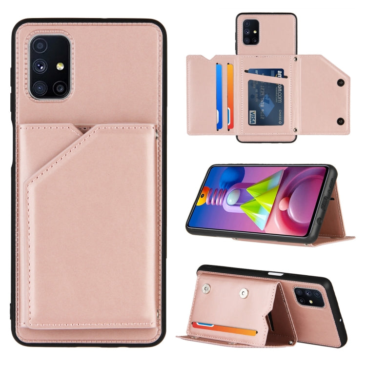 For Samsung Galaxy M51 Skin Feel PU + TPU + PC Back Cover Shockproof Case with Card Slots & Holder & Photo Frame