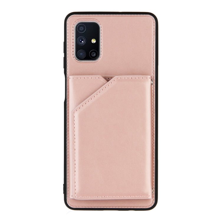 For Samsung Galaxy M51 Skin Feel PU + TPU + PC Back Cover Shockproof Case with Card Slots & Holder & Photo Frame