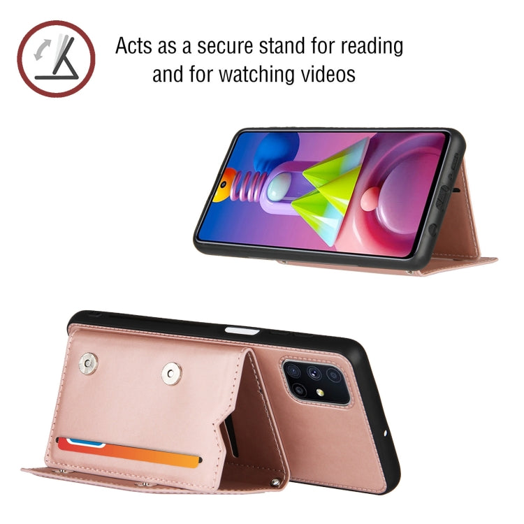 For Samsung Galaxy M51 Skin Feel PU + TPU + PC Back Cover Shockproof Case with Card Slots & Holder & Photo Frame