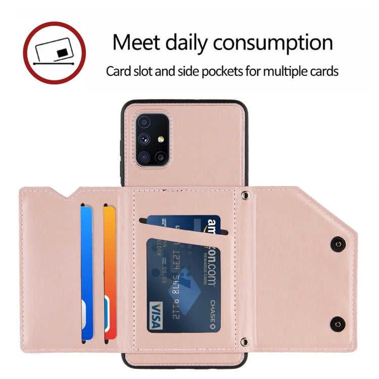 For Samsung Galaxy M51 Skin Feel PU + TPU + PC Back Cover Shockproof Case with Card Slots & Holder & Photo Frame