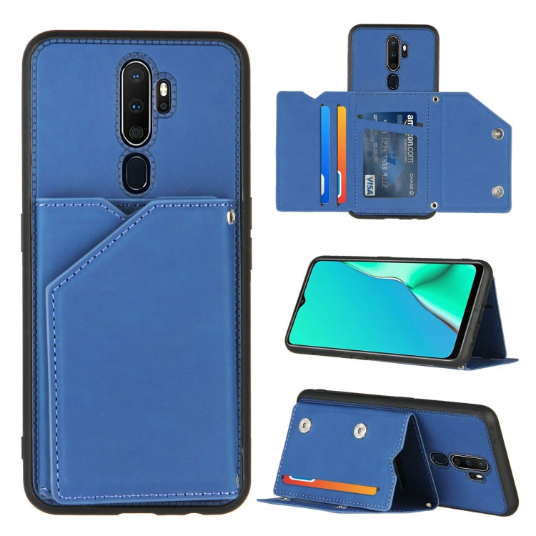 For OPPO A9 2020 Skin Feel PU + TPU + PC Back Cover Shockproof Case with Card Slots & Holder & Photo Frame