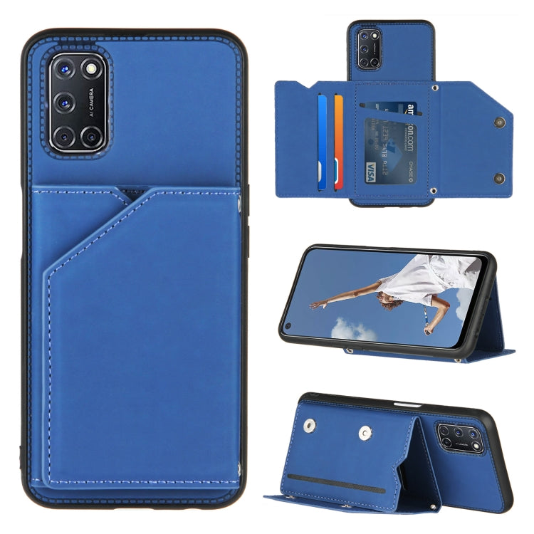 For OPPO A52 & A72 & A92 Skin Feel PU + TPU + PC Back Cover Shockproof Case with Card Slots & Holder & Photo Frame