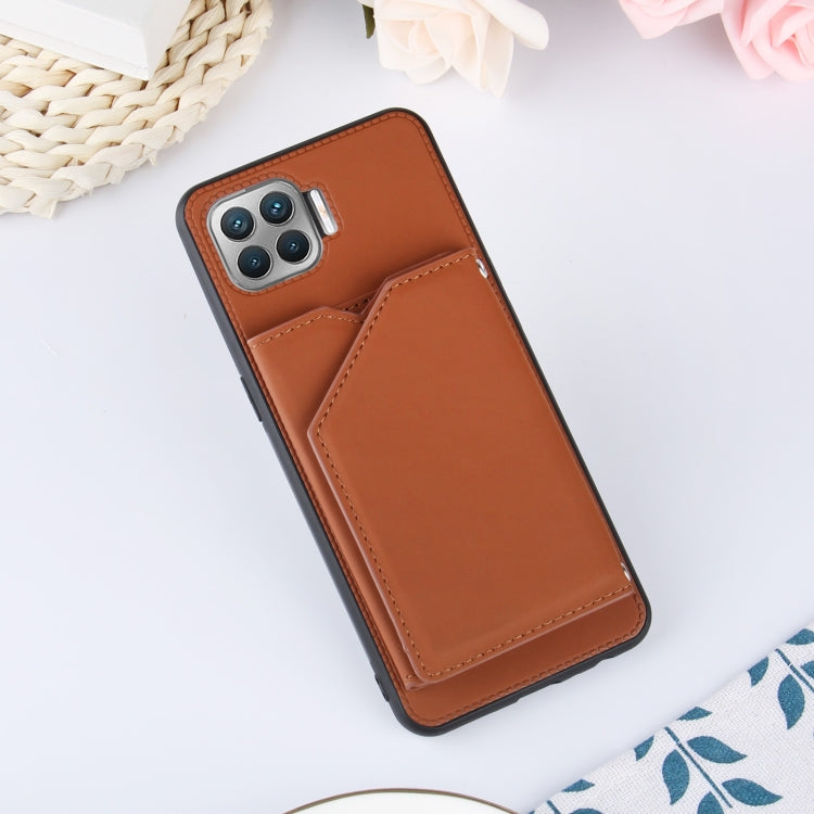 For OPPO F17 Pro & A93 Skin Feel PU + TPU + PC Back Cover Shockproof Case with Card Slots & Holder & Photo Frame