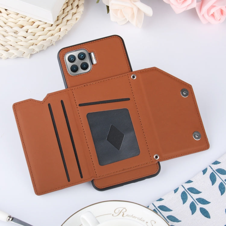 For OPPO F17 Pro & A93 Skin Feel PU + TPU + PC Back Cover Shockproof Case with Card Slots & Holder & Photo Frame