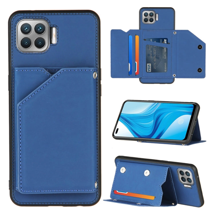 For OPPO F17 Pro & A93 Skin Feel PU + TPU + PC Back Cover Shockproof Case with Card Slots & Holder & Photo Frame