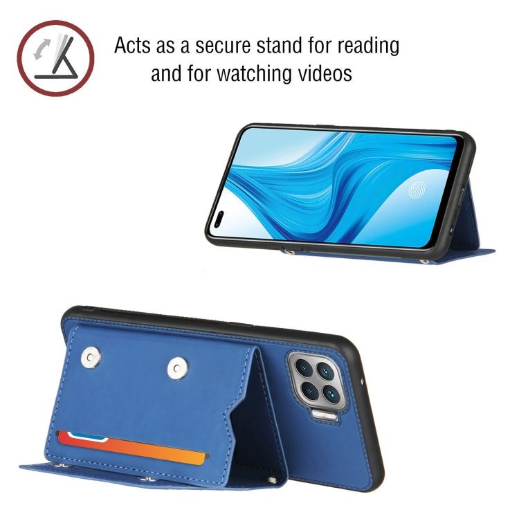 For OPPO F17 Pro & A93 Skin Feel PU + TPU + PC Back Cover Shockproof Case with Card Slots & Holder & Photo Frame