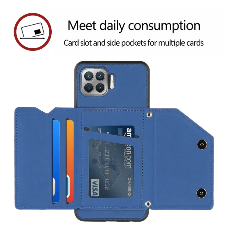 For OPPO F17 Pro & A93 Skin Feel PU + TPU + PC Back Cover Shockproof Case with Card Slots & Holder & Photo Frame