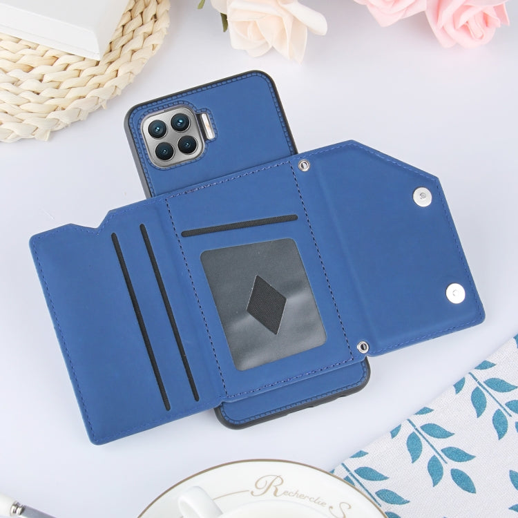 For OPPO F17 Pro & A93 Skin Feel PU + TPU + PC Back Cover Shockproof Case with Card Slots & Holder & Photo Frame