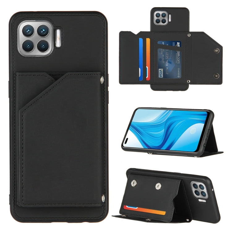 For OPPO F17 Pro & A93 Skin Feel PU + TPU + PC Back Cover Shockproof Case with Card Slots & Holder & Photo Frame
