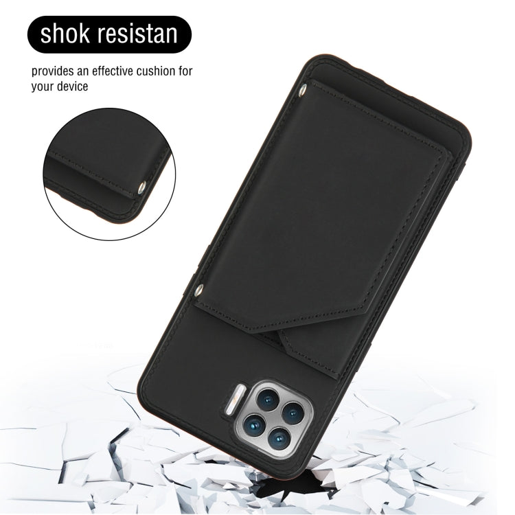 For OPPO F17 Pro & A93 Skin Feel PU + TPU + PC Back Cover Shockproof Case with Card Slots & Holder & Photo Frame