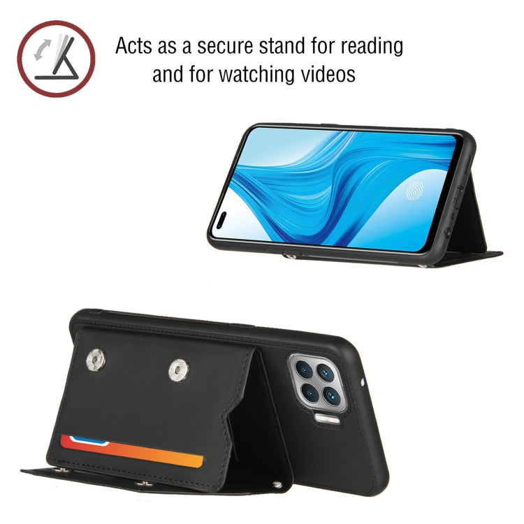 For OPPO F17 Pro & A93 Skin Feel PU + TPU + PC Back Cover Shockproof Case with Card Slots & Holder & Photo Frame