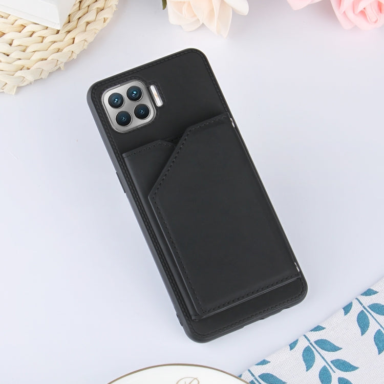 For OPPO F17 Pro & A93 Skin Feel PU + TPU + PC Back Cover Shockproof Case with Card Slots & Holder & Photo Frame