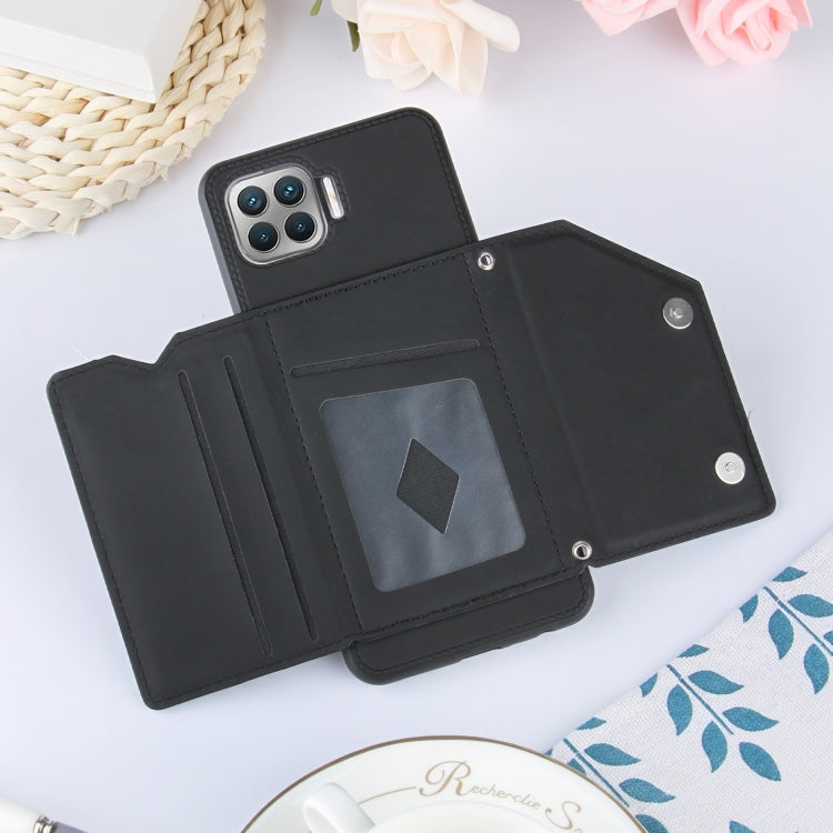 For OPPO F17 Pro & A93 Skin Feel PU + TPU + PC Back Cover Shockproof Case with Card Slots & Holder & Photo Frame
