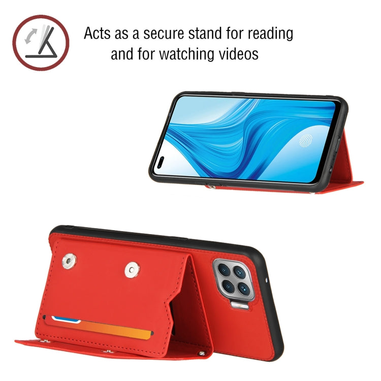 For OPPO F17 Pro & A93 Skin Feel PU + TPU + PC Back Cover Shockproof Case with Card Slots & Holder & Photo Frame