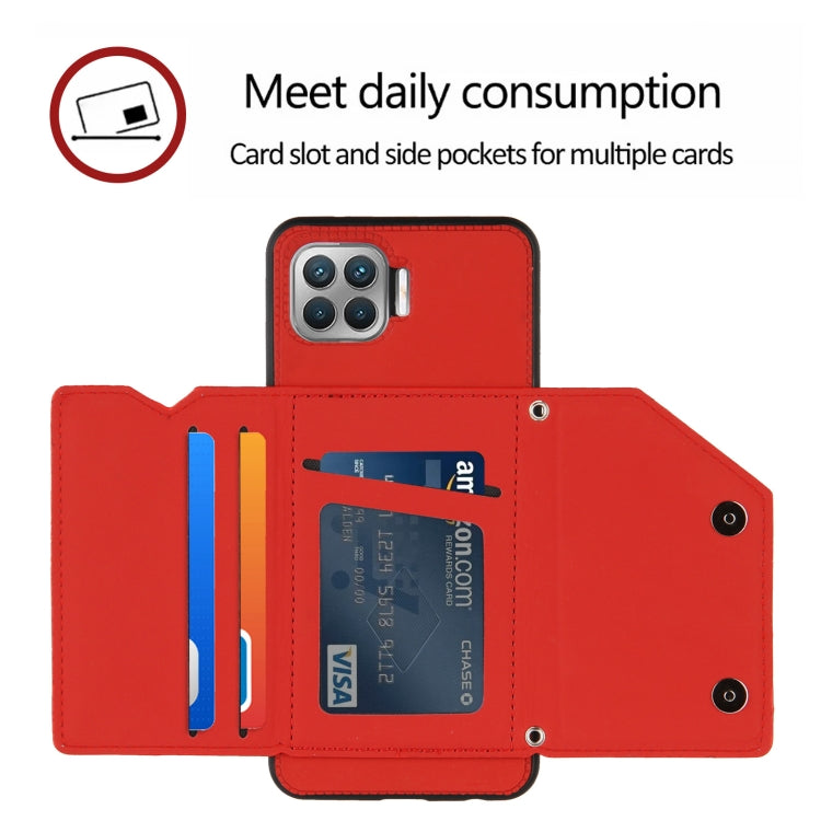 For OPPO F17 Pro & A93 Skin Feel PU + TPU + PC Back Cover Shockproof Case with Card Slots & Holder & Photo Frame