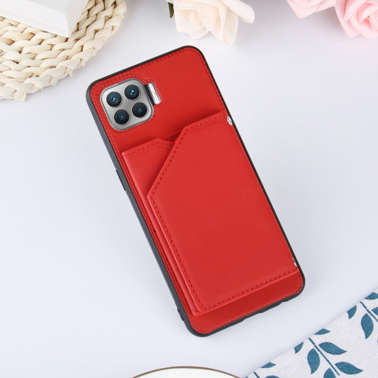 For OPPO F17 Pro & A93 Skin Feel PU + TPU + PC Back Cover Shockproof Case with Card Slots & Holder & Photo Frame