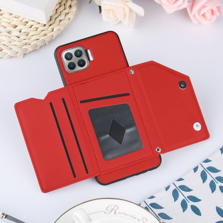 For OPPO F17 Pro & A93 Skin Feel PU + TPU + PC Back Cover Shockproof Case with Card Slots & Holder & Photo Frame