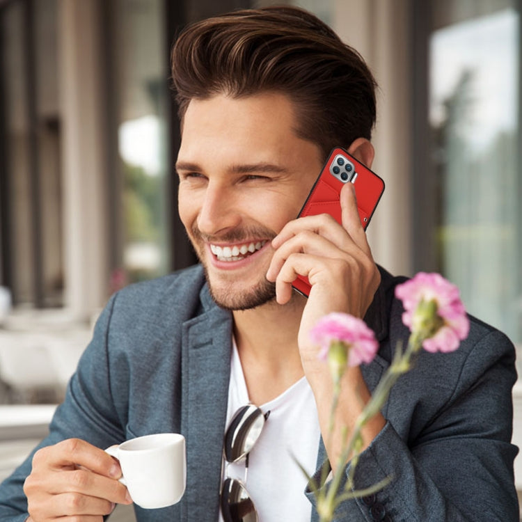 For OPPO F17 Pro & A93 Skin Feel PU + TPU + PC Back Cover Shockproof Case with Card Slots & Holder & Photo Frame