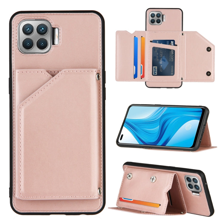 For OPPO F17 Pro & A93 Skin Feel PU + TPU + PC Back Cover Shockproof Case with Card Slots & Holder & Photo Frame
