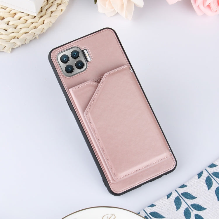 For OPPO F17 Pro & A93 Skin Feel PU + TPU + PC Back Cover Shockproof Case with Card Slots & Holder & Photo Frame