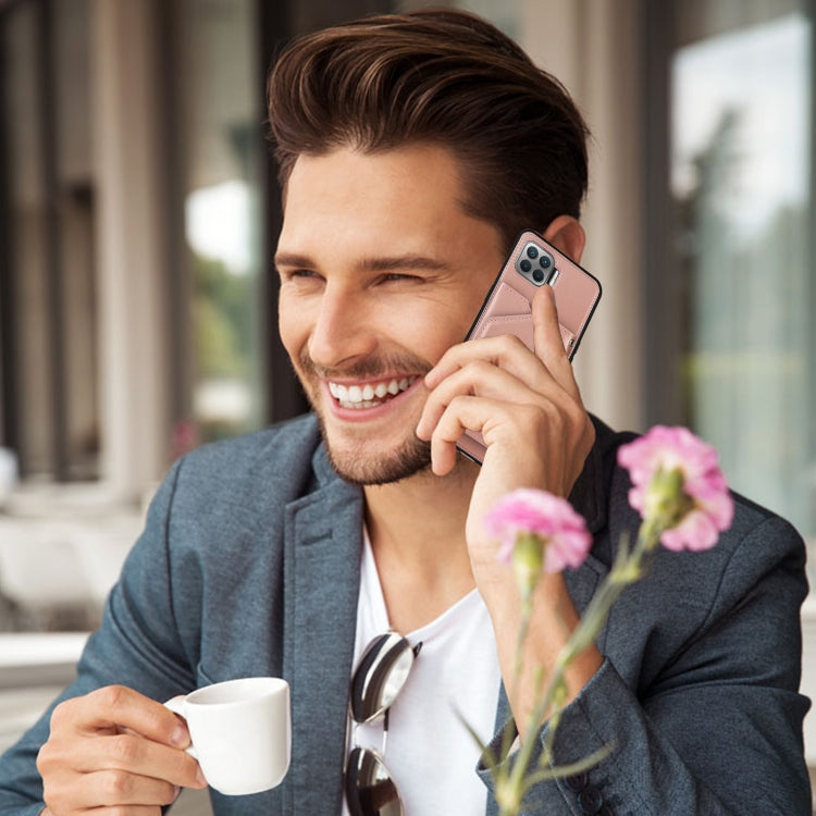 For OPPO F17 Pro & A93 Skin Feel PU + TPU + PC Back Cover Shockproof Case with Card Slots & Holder & Photo Frame