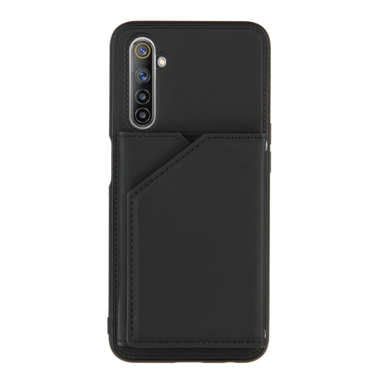 For OPPO Realme 6 Skin Feel PU + TPU + PC Back Cover Shockproof Case with Card Slots & Holder & Photo Frame