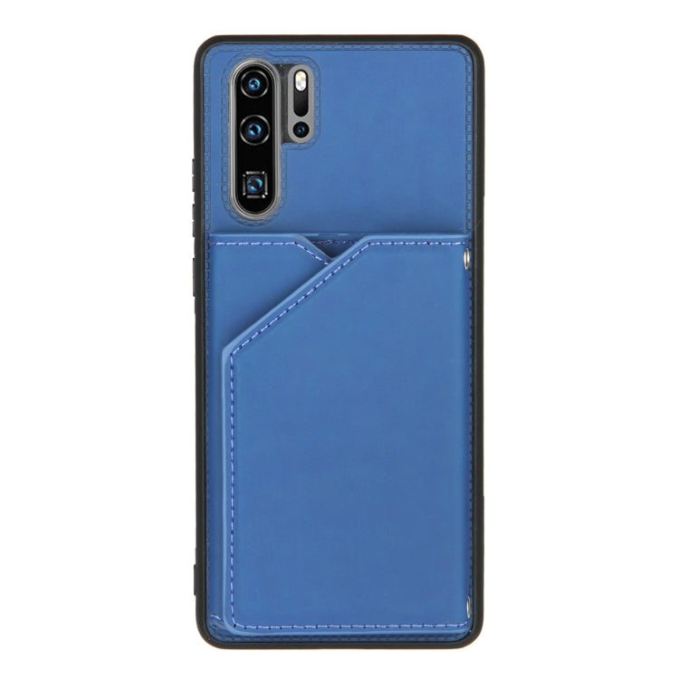 For Huawei P30 Pro Skin Feel PU + TPU + PC Back Cover Shockproof Case with Card Slots & Holder & Photo Frame