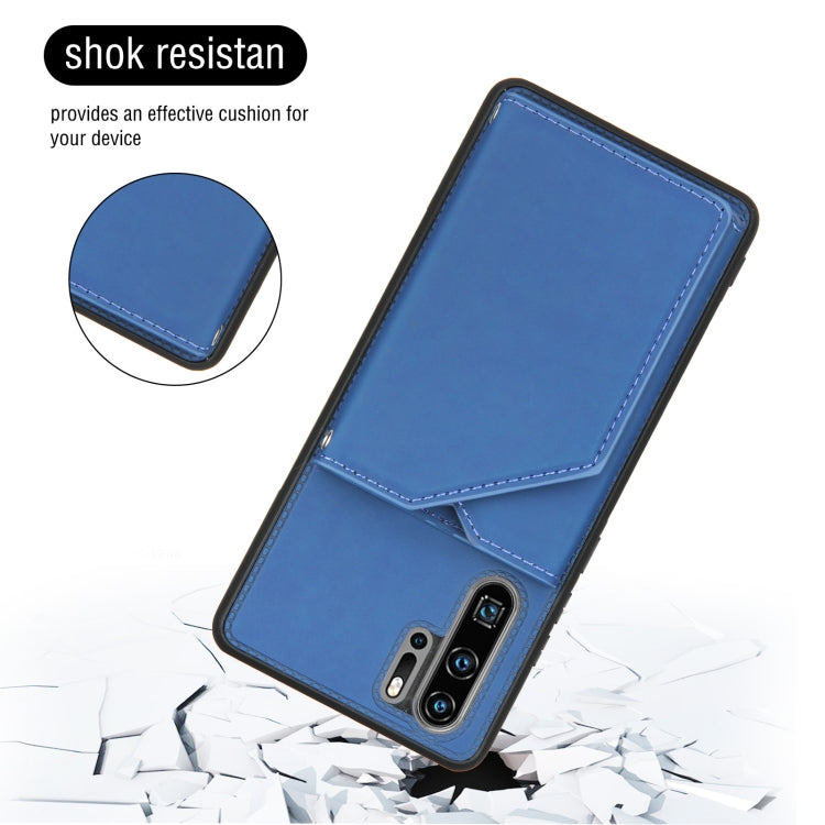 For Huawei P30 Pro Skin Feel PU + TPU + PC Back Cover Shockproof Case with Card Slots & Holder & Photo Frame