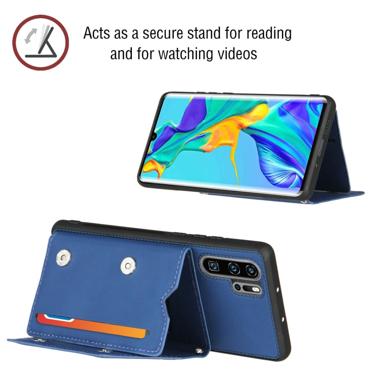 For Huawei P30 Pro Skin Feel PU + TPU + PC Back Cover Shockproof Case with Card Slots & Holder & Photo Frame