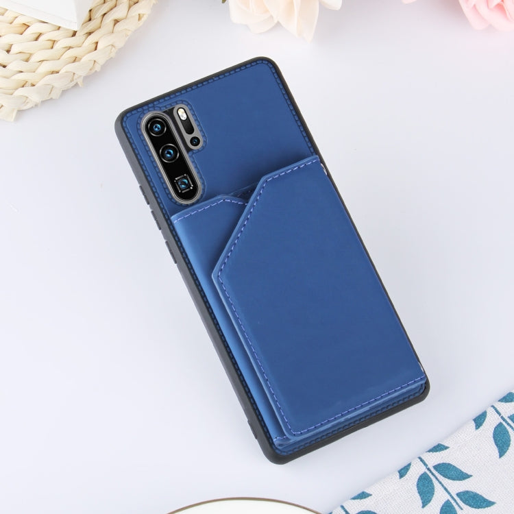 For Huawei P30 Pro Skin Feel PU + TPU + PC Back Cover Shockproof Case with Card Slots & Holder & Photo Frame