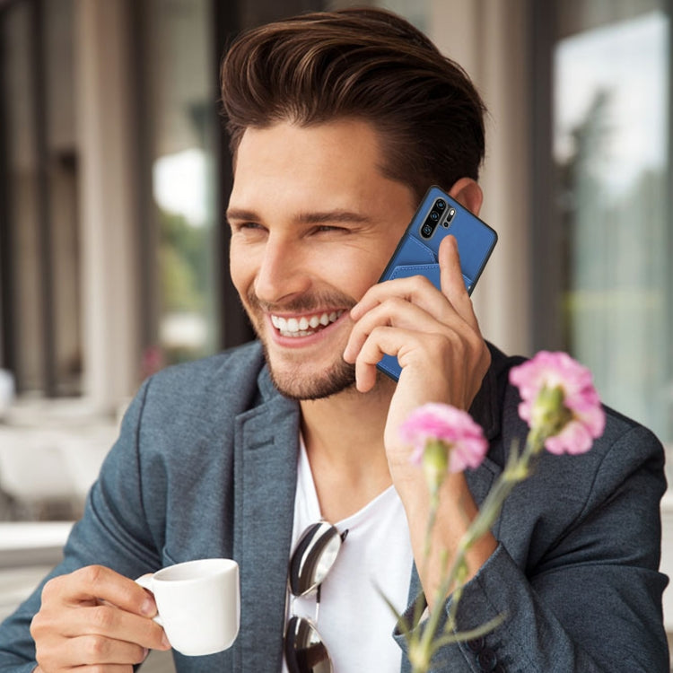 For Huawei P30 Pro Skin Feel PU + TPU + PC Back Cover Shockproof Case with Card Slots & Holder & Photo Frame