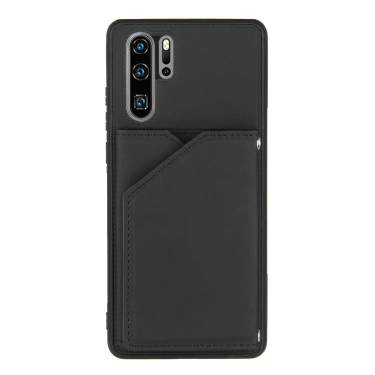 For Huawei P30 Pro Skin Feel PU + TPU + PC Back Cover Shockproof Case with Card Slots & Holder & Photo Frame