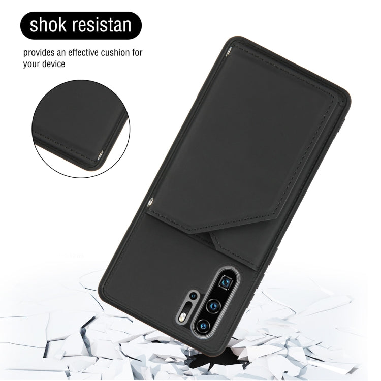 For Huawei P30 Pro Skin Feel PU + TPU + PC Back Cover Shockproof Case with Card Slots & Holder & Photo Frame