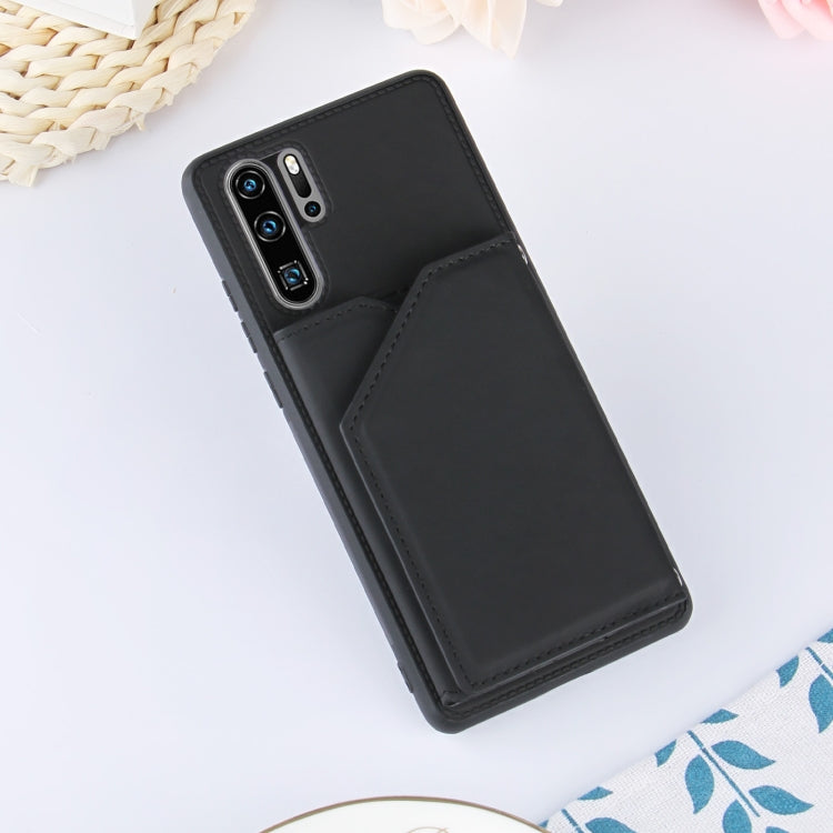 For Huawei P30 Pro Skin Feel PU + TPU + PC Back Cover Shockproof Case with Card Slots & Holder & Photo Frame