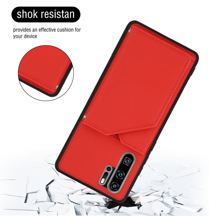 For Huawei P30 Pro Skin Feel PU + TPU + PC Back Cover Shockproof Case with Card Slots & Holder & Photo Frame