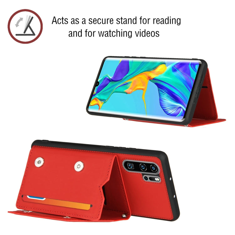 For Huawei P30 Pro Skin Feel PU + TPU + PC Back Cover Shockproof Case with Card Slots & Holder & Photo Frame