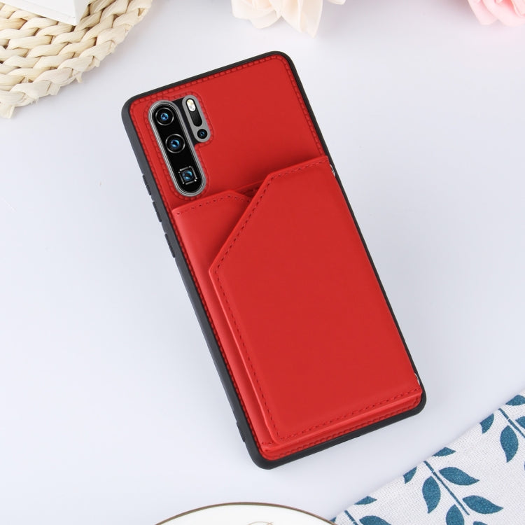 For Huawei P30 Pro Skin Feel PU + TPU + PC Back Cover Shockproof Case with Card Slots & Holder & Photo Frame