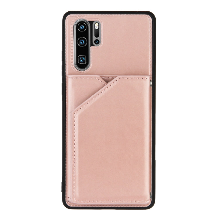 For Huawei P30 Pro Skin Feel PU + TPU + PC Back Cover Shockproof Case with Card Slots & Holder & Photo Frame