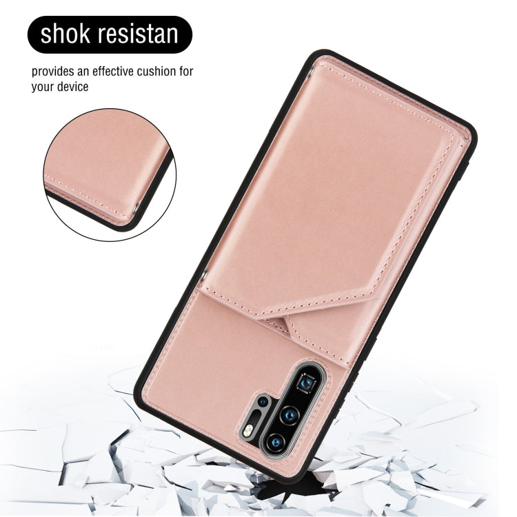 For Huawei P30 Pro Skin Feel PU + TPU + PC Back Cover Shockproof Case with Card Slots & Holder & Photo Frame