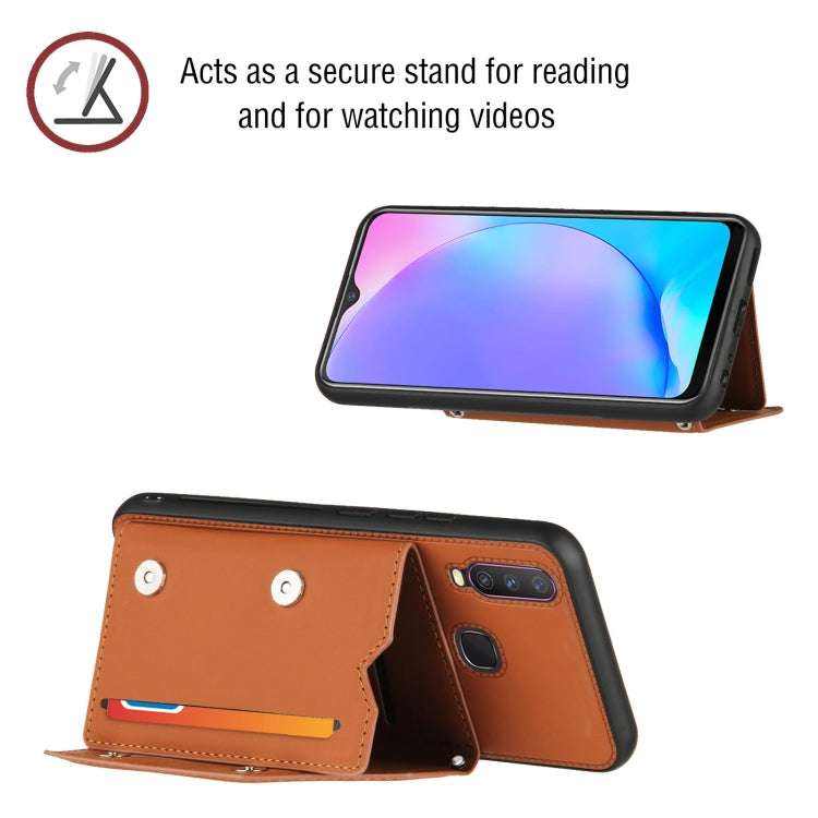 For vivo Y17 & Y15 & Y12 Skin Feel PU + TPU + PC Back Cover Shockproof Case with Card Slots & Holder & Photo Frame