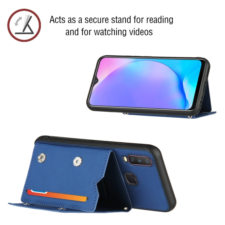 For vivo Y17 & Y15 & Y12 Skin Feel PU + TPU + PC Back Cover Shockproof Case with Card Slots & Holder & Photo Frame